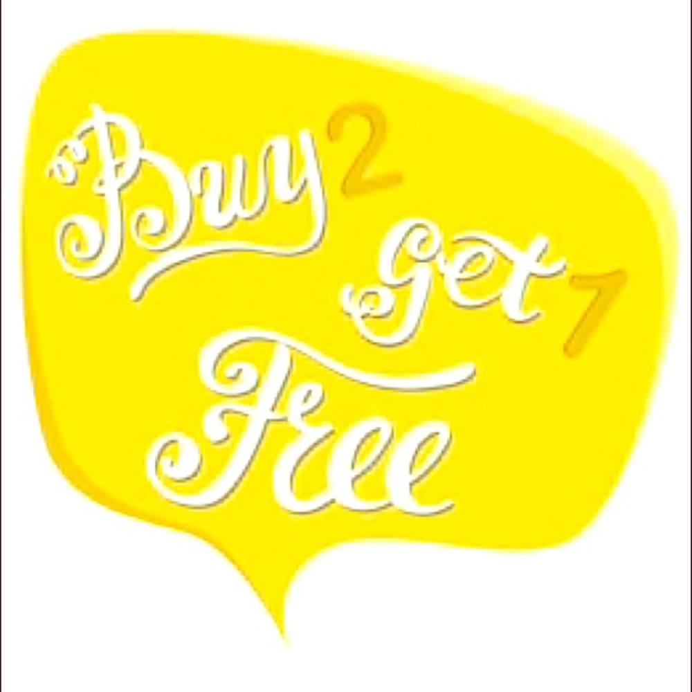 Buy two get one free equal or lesser value!!!